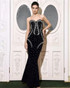 Strapless Crystal Maxi Dress Black