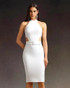Halter Belt Detail Midi Dress White
