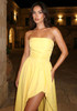 Strapless Corset Puff Maxi Dress Yellow
