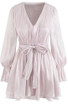 Long Sleeve A Line Dress Pastel Mauve