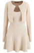 Long Sleeve Scalloped Two Piece Knitted Dress Nude