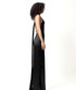 Halter Pearl Detail Backless Maxi Dress Black