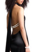 Halter Pearl Detail Backless Maxi Dress Black