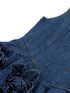Floral Ruffle Detail Denim Dress Blue