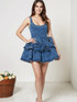 Floral Ruffle Detail Denim Dress Blue