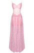 Sequin Structured Bustier A Line Maxi Dress Pink