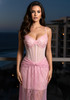 Sequin Structured Bustier A Line Maxi Dress Pink