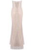 Strapless Pearl Sequin Corset Maxi Dress Nude