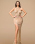 Halter Sequin Bustier Maxi Dress Gold