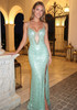 Sequin Crystal Bustier Maxi Dress Green
