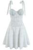 Polka Dot Corset A Line Dress Black White