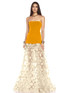 Strapless A Line Maxi Dress Mustard Ivory
