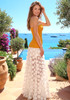 Strapless A Line Maxi Dress Mustard Ivory