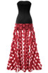 Strapless A Line Maxi Dress Black Burgundy