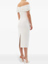 Crystal Draped Bardot Midi Dress White