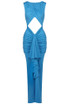 Draped Cut Out Detail Maxi Dress Blue