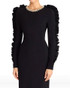 Ruffle Long Sleeve Crystal Midi Dress Black