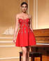 Strapless Crystal Bustier A Line Dress Red