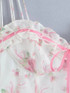 Strappy Floral Bustier A Line Dress White Pink
