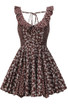 Floral Ruffle Detail A Line Dress Brown