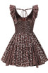 Floral Ruffle Detail A Line Dress Brown