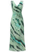 Backless Printed Maxi Dress Green