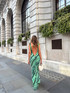 Backless Printed Maxi Dress Green
