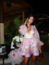 Long Sleeve Floral Ruffle Dress Pink