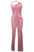Strapless Sparkly Structured Maxi Dress Pink