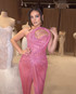 Strapless Sparkly Structured Maxi Dress Pink