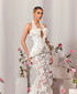 Halter Floral Embellished Maxi Dress White