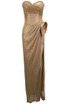 Strapless Draped Sparkly Maxi Dress Light Brown