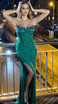 Strapless Crystal Sequin Bustier Maxi Dress Green