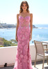 Strapless Embellished Floral Corset Maxi Dress Pink
