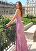 Strapless Embellished Floral Corset Maxi Dress Pink