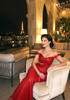 Mirrored Bardot Sparkly Draped Maxi Dress Red