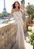 Strapless Pearl Sequin Lace Corset Maxi Dress White