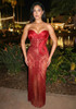 Strapless Draped Sequin Maxi Dress Red