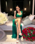 Draped Ruffle Tassel Two Piece Maxi Dress Green