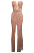 Strapless Draped Bustier Sparkly Maxi Dress Pink