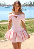Bardot Strapless Corset Ruffle Dress Pink