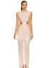 Floral Detail Embellished Maxi Dress Nude Pink
