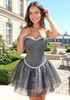 Strapless Crystal Corset A Line Dress Grey
