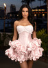 Strapless Ruffle Corset Dress Pink