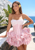Strapless Ruffle Corset Dress Pink