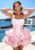 Strapless Ruffle Corset Dress Pink