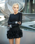 Crystal Feather Long Sleeve Ruffle Detail Dress Black