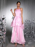 Halter Ruffle Maxi Dress Pink