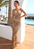 Animal Print Strapless Bustier Maxi Dress