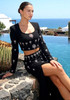 Long Sleeve Crystal Two Piece Maxi Dress Black